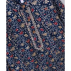 Babyhug Full Sleeves Kurta & Dhoti Set Floral Print - Blue