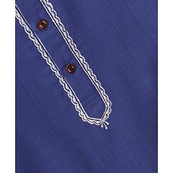Babyhug Full Sleeves Solid Colour Kurta & Dhoti - Royal Blue White