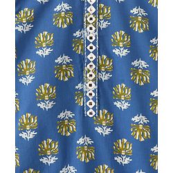Babyhug Full Sleeves Kurta and Dhoti Set Floral Print - Blue