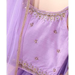 Babyhug Sleeveless Choli & Lehenga With Dupatta Sequin Embroidery- Lavender