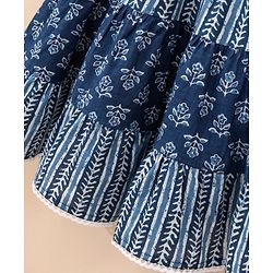 Babyhug Cotton Woven Sleeveless Frock Floral Print - Indigo