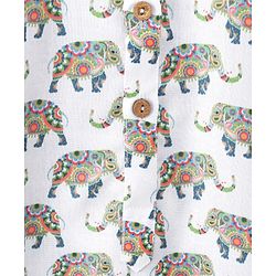 Babyhug Cotton Woven Full Sleeves Kurta & Pajama Set Ethnic Print - Off White