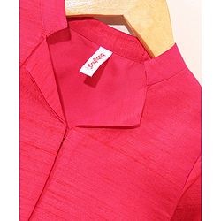 Babyhug Three Fourth Sleeves Woven Solid Ethnic Top & Striped Skirt Set - Multicolor