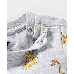 Babyhug Cotton Dungaree With Full Sleeves Inner T-Shirt Set Simba Print - Grey Green