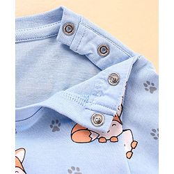 Babyhug Cotton Knit Full Sleeves Night Suit Fox Print - Blue
