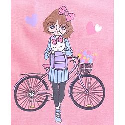 Babyhug Full Sleeves Tee with Graphics & Frill Detailing - Pink