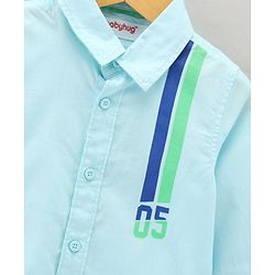 Babyhug Cotton Woven Full Sleeves Shirt Front Print - Blue