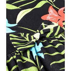 Babyhug 100% Cotton Knit Half Sleeves Frock with Tropical Print - Multicolour