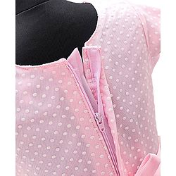Babyhug Party Wear Cap Sleeves Frock Floral Appliques - Light Pink