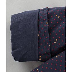 Babyhug Cotton Woven Bow Printed Shirt - Navy Black