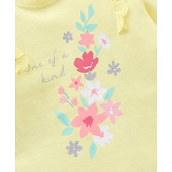 Babyhug Full Sleeves Top with Floral Graphics & Frill Detailing - Yellow