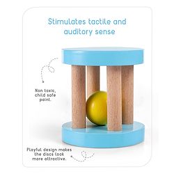 Babyhug Wooden Rolling Rattle Toy - Multicolour