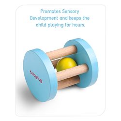 Babyhug Wooden Rolling Rattle Toy - Multicolour