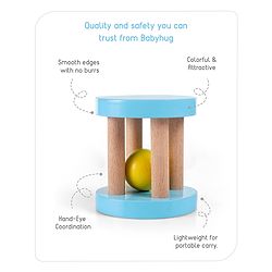 Babyhug Wooden Rolling Rattle Toy - Multicolour