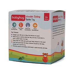 Babyhug Wooden Rolling Rattle Toy - Multicolour
