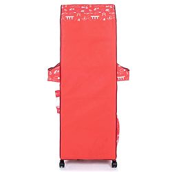 Babyhug Foldable 5 Shelf Almirah With Wheels Baby Car Theme - Red
