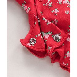 Babyhug 100% Cotton Cap Sleeves Romper Floral & Dot Print Print Pack of 2 - Blue Red