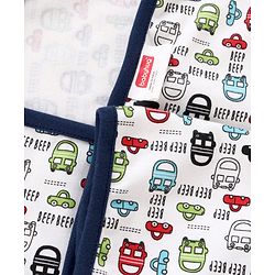 Babyhug 100% Cotton Hooded Wrapper Car Print - Red & White