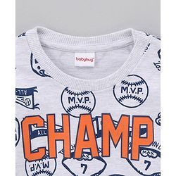 Babyhug Full Sleeves Text Printed Sweatshirt - Grey