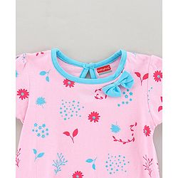 Babyhug 100% Cotton Short Sleeves Frock Floral Print - Pink