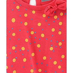 Babyhug 100% Cotton Knit Half Sleeves One Piece Printed Dress - Coral
