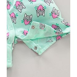 Babyhug 100% Cotton Half Sleeves Romper Kitty Print Pack of 2 - Light Blue Pink