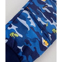 Babyhug Cotton Knit Full Length Animal Printed Lounge Pant - Blue