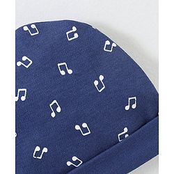 Babyhug 100% Cotton Cap Mitten & Booties Navy Blue - Diameter 9.5 cm