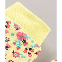 Babyhug 100% Cotton Mittens Floral Print Pack Of 3 - Blue Yellow Pink