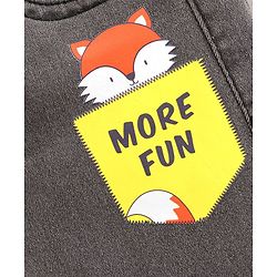 Babyhug Full Length Spandex Denim Jogger Fox Applique - Grey