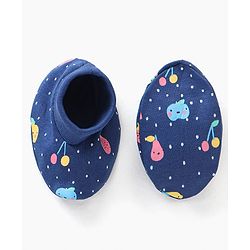 Babyhug 100% Cotton Cap Mittens & Booties Set Fruits Print - Diameter 11 cm