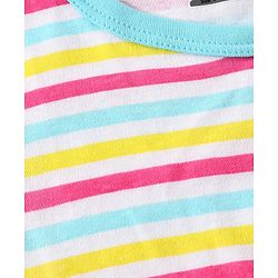 Babyhug 100% Cotton Knit Half Sleeves Onesie Striped - Multicolour