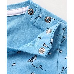 Babyhug Cotton Full Sleeves Night Suit Paper Plane Print - Blue