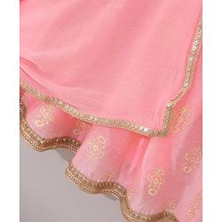 Babyhug Sleeveless Choli & Lehenga Set with Dupatta Floral Embroidered - Peach