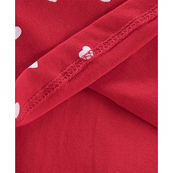Babyhug 100% Cotton Knit Full Sleeves Heart Printed Frock Style Onesie - Red