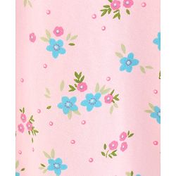 Babyhug 100% Cotton Knit Short Sleeves Floral Printed Frock with Bow Corsage - Light Pink