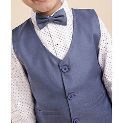 Babyhug Full Sleeves Party Suit With Bow - Blue