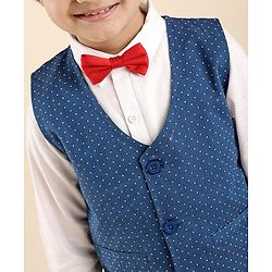 Babyhug Full Sleeves Party Suit With Bow - Blue & Black