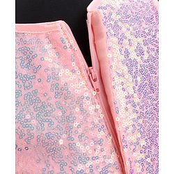 Babyhug Sleeveless Sequinned Party Wear Dress - Peach