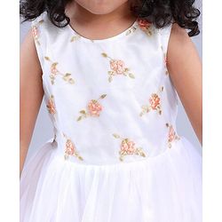 Babyhug Sleeveless Floral Embroidered Party Frock - Off White