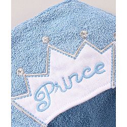 Babyhug Three Fourth Sleeves Woven Terry Hooded Bath Robe Prince Design - Blue