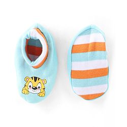 Babyhug 100% Cotton Mittens & Booties Tiger Print - Blue