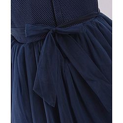 Babyhug Sleeveless Party Wear Frock With 3D Floral Applique - Navy