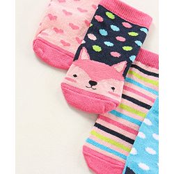Cute Walk by Babyhug Ankle Length Antibacterial Socks Pack Of 5 Hearts Design - Multicolour