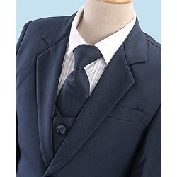 Babyhug Full Sleeves Party Suit With Blazer Solid- Teal Blue