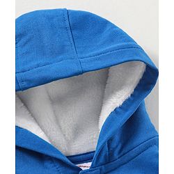 Babyhug Full Sleeves Winter Wear Hooded T-Shirt Text Print - Blue