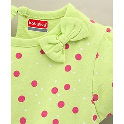 Babyug 100% Cotton Short Sleeves Frock Polka Dot Print- Green