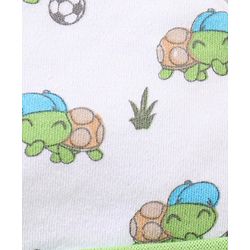 Babyhug 100% Cotton Tie Knot Cap Green Turtle Print - Diameter 16 cm