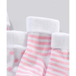 Cute Walk by Babyhug Cotton Anti Bacterial Ankle Length Socks Non Terry Stripes & Polka Dot Design Pack of 3 - Pink