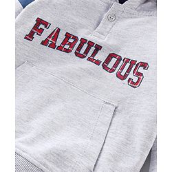 Babyhug Full Sleeves Winter Wear Hooded T-Shirt Text Print - White Melange